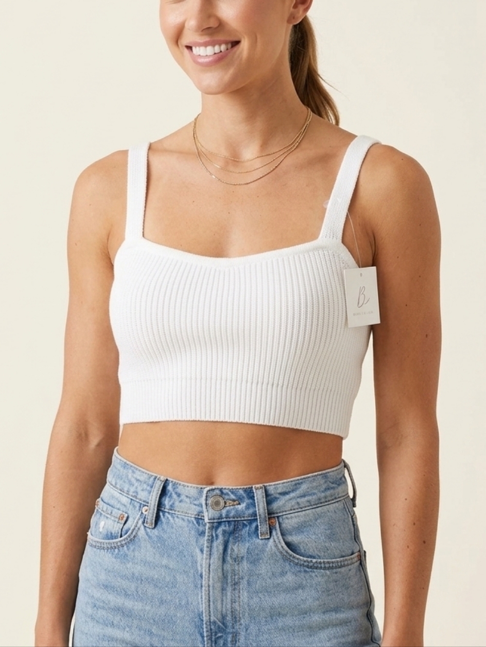 Bobbles & Lace White Soft Crop Top Medium 104 Feminine Preppy